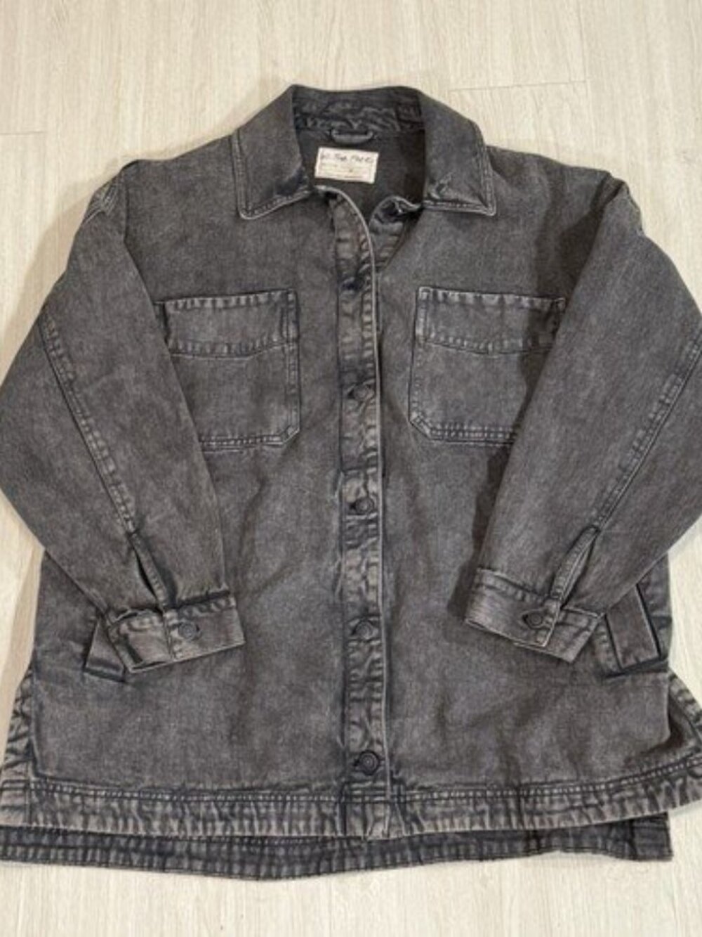 Free People Madison City Twill Denim Oversized Jacket - Picture 4 of 4